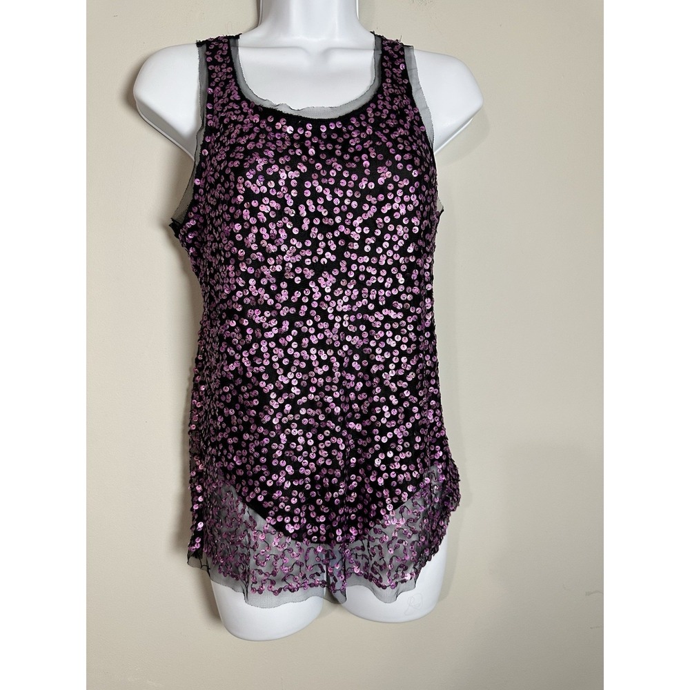 Gryphon New York Pink Sequin Racerback Tank Top XS - Heavy Hand-Embellished Luxe